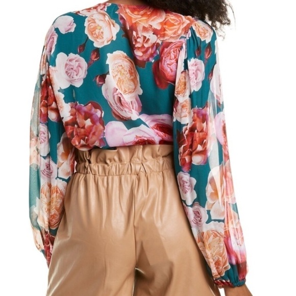 PINKO Multi Verde Sfoglia Blouse Size Extra Small - Picture 14 of 14